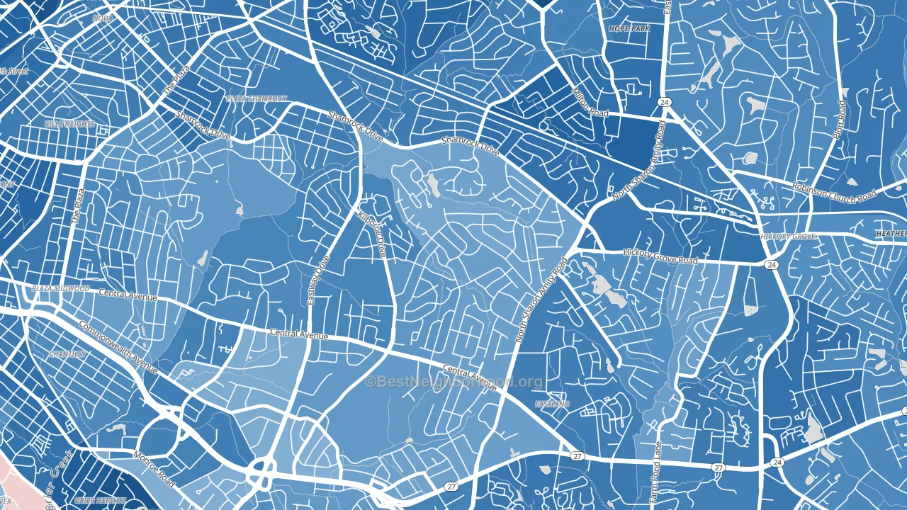 Windsor Park, Charlotte, NC block-group political-lean map