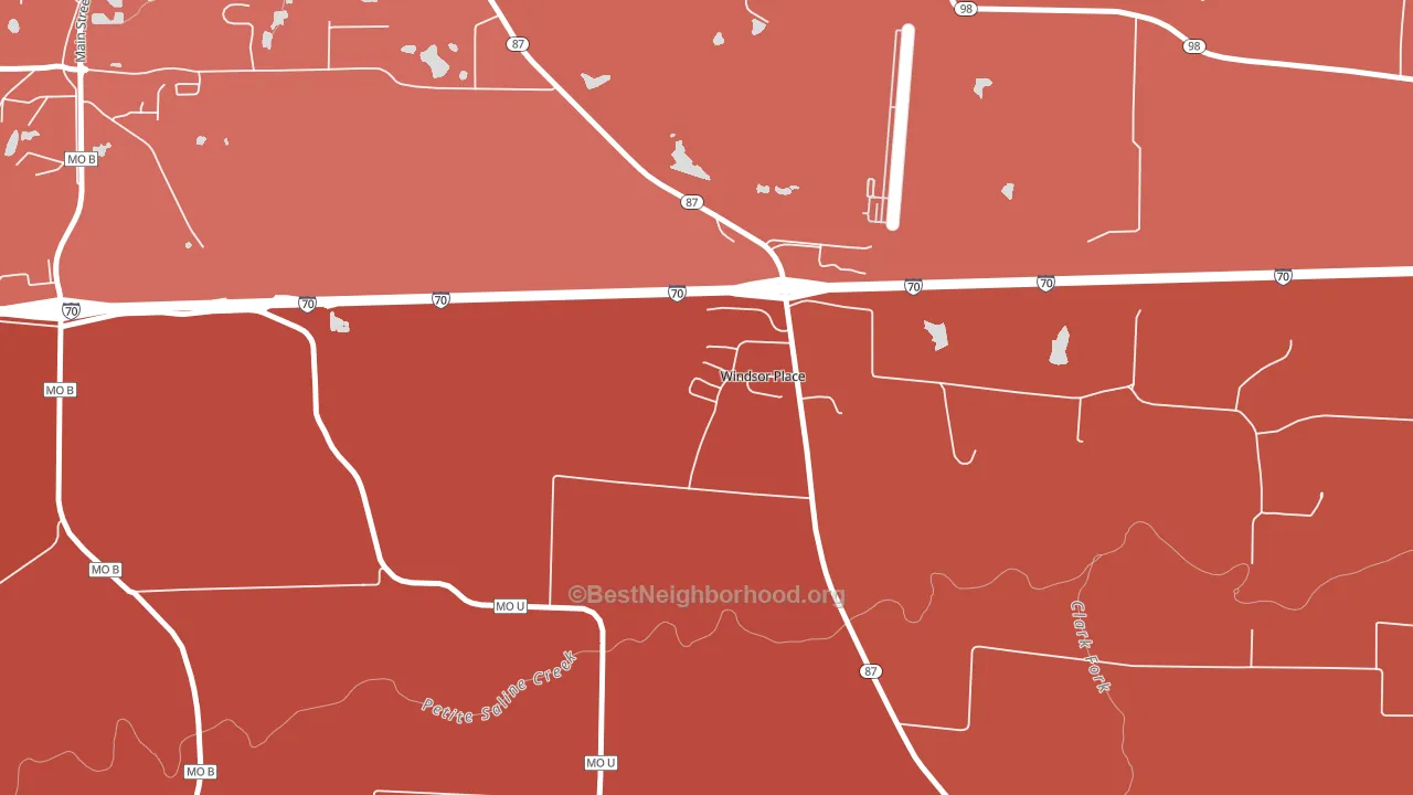 Windsor Place, MO block-group political-lean map