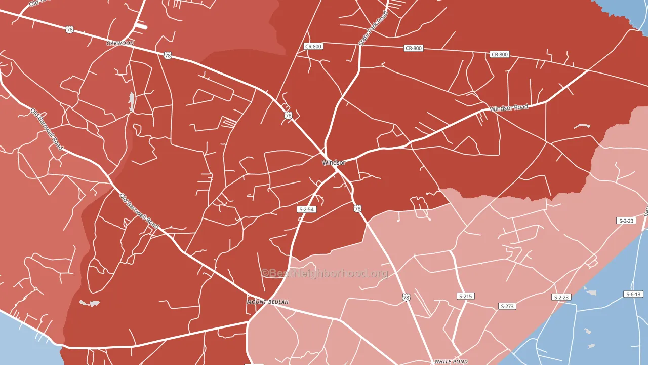 Windsor, SC block-group political-lean map