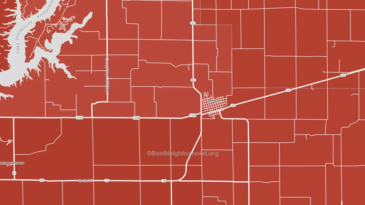 Windsor Shelby County, IL block-group political-lean map