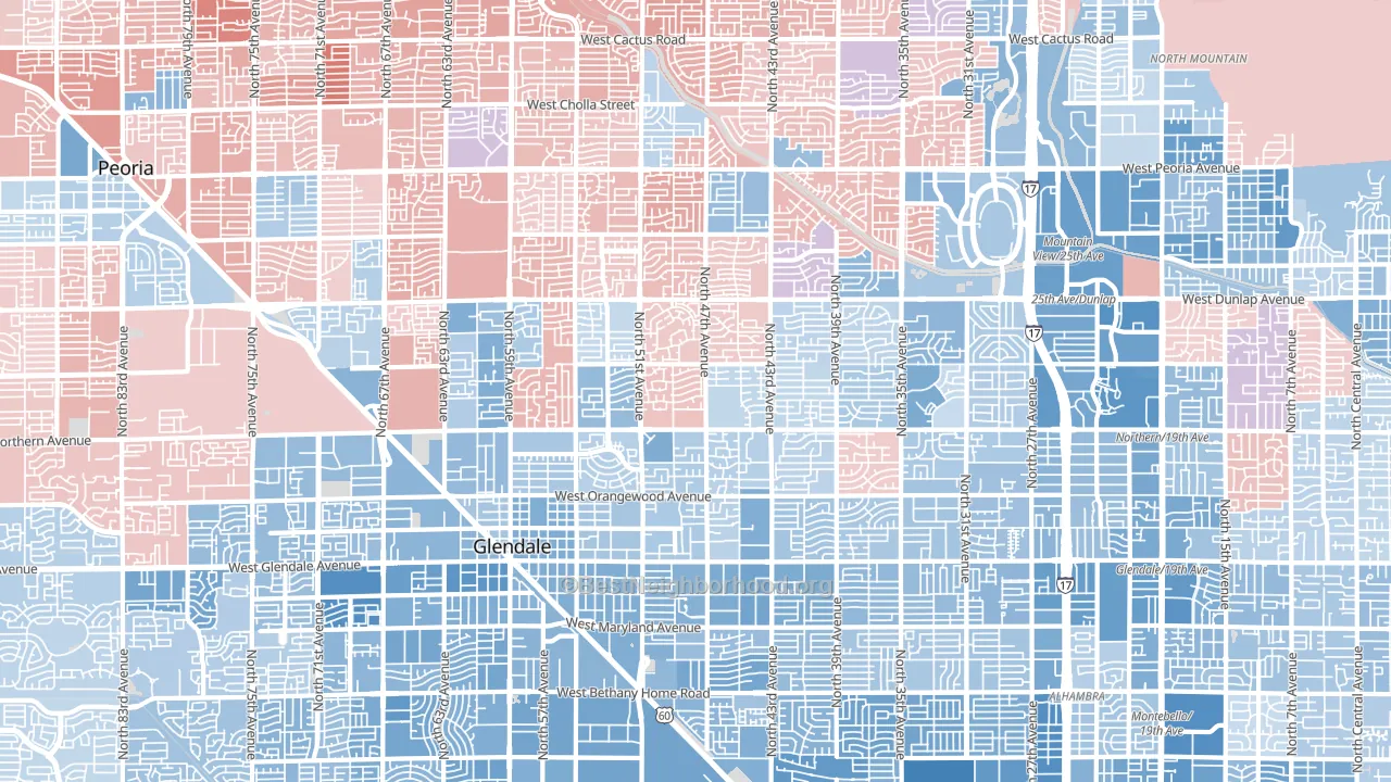 Windsor Square, Glendale, AZ block-group political-lean map