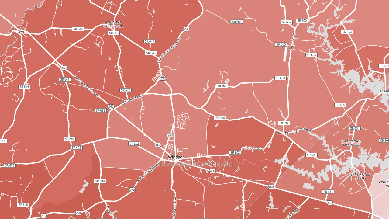 Windsor, VA block-group political-lean map