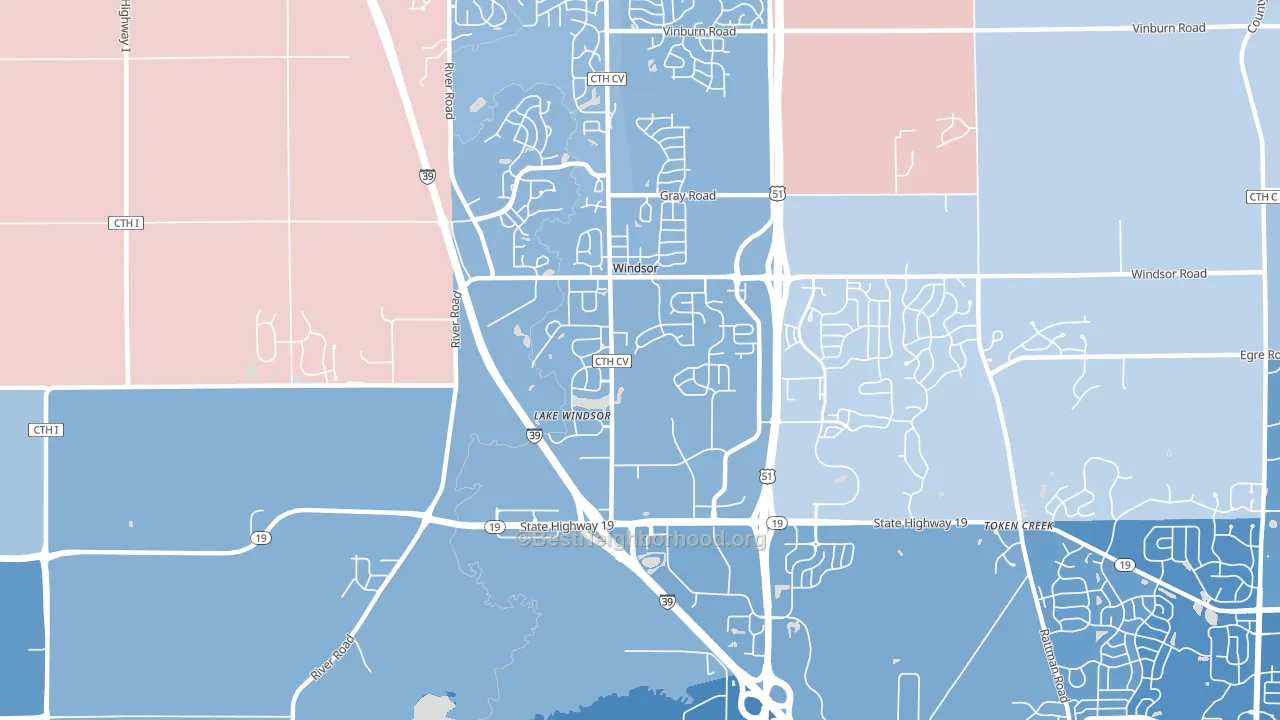 Windsor, WI block-group political-lean map