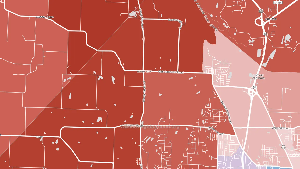 Windy City, TN block-group political-lean map