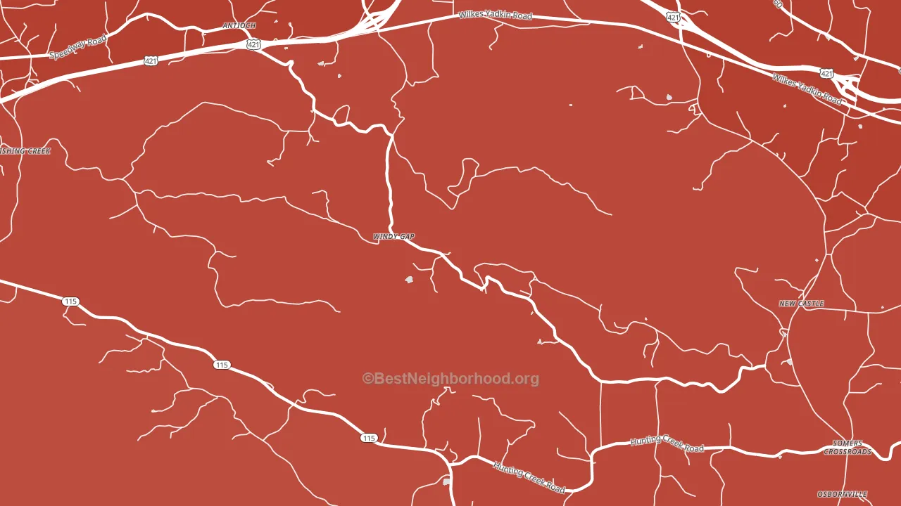 Windy Gap, NC block-group political-lean map