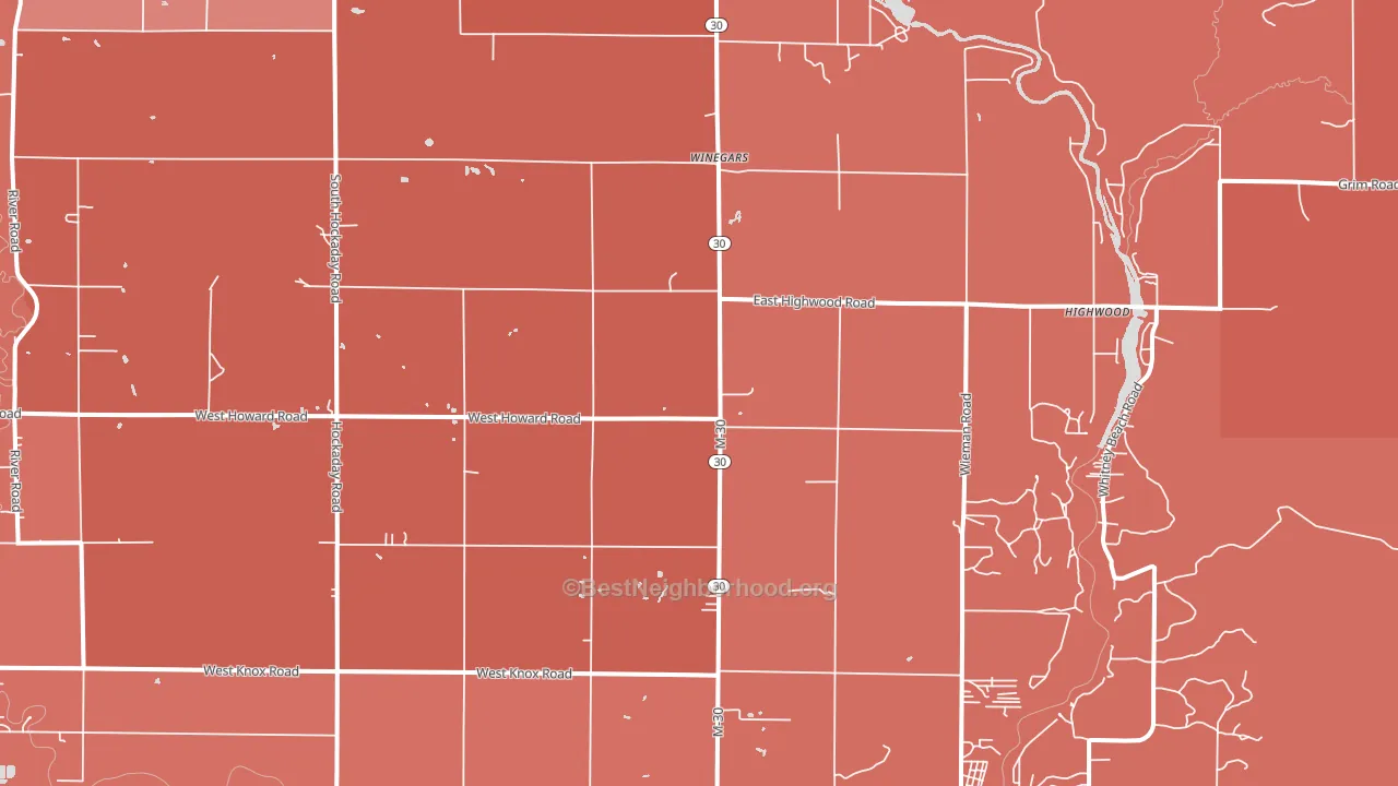 Winegars, MI block-group political-lean map