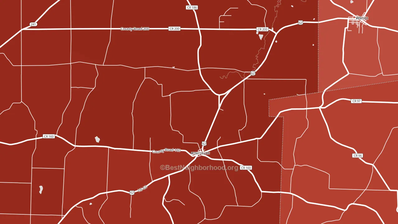Winesburg, OH block-group political-lean map