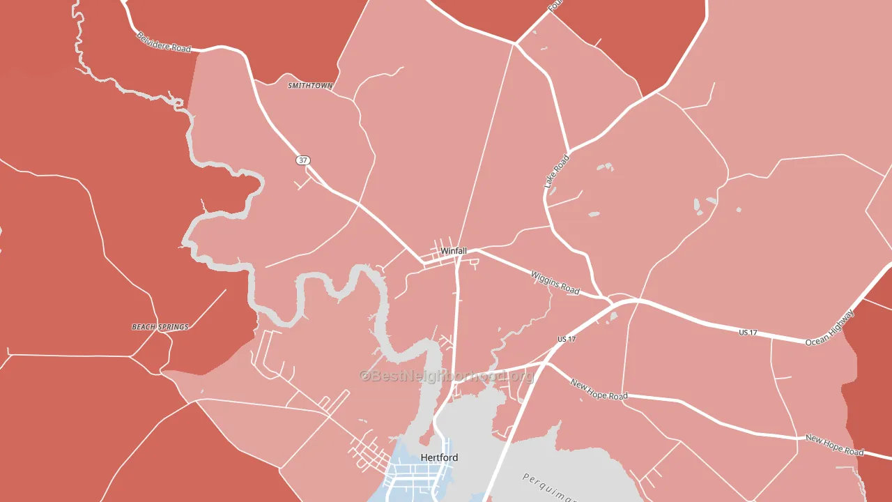 Winfall, NC block-group political-lean map