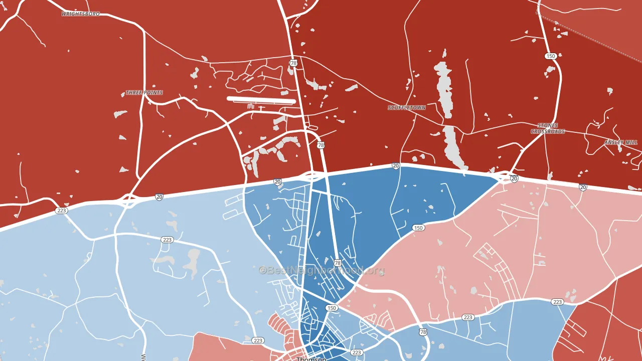 Winfield, GA block-group political-lean map