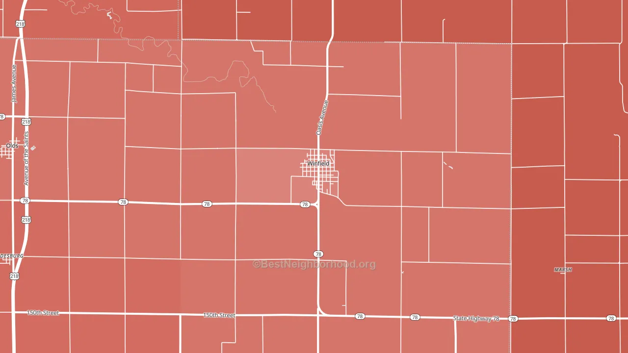 Winfield, IA block-group political-lean map