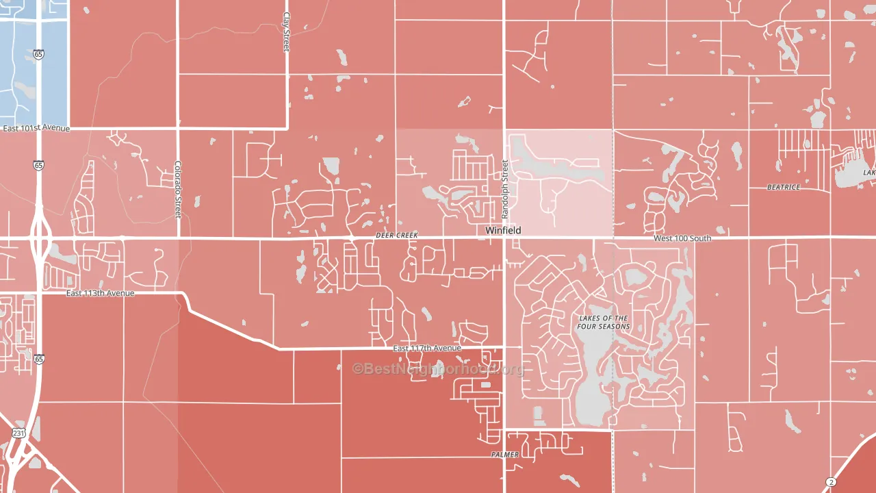 Winfield, IN block-group political-lean map