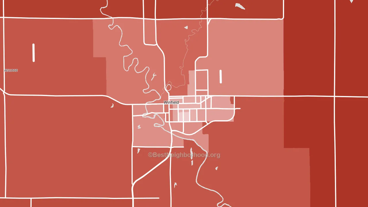 Winfield, KS block-group political-lean map