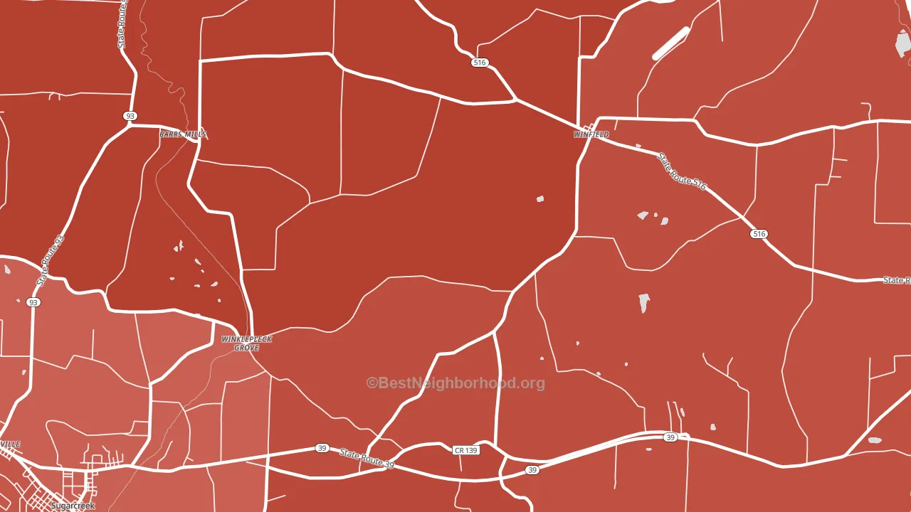 Winfield, OH block-group political-lean map