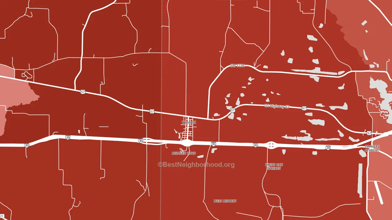 Winfield, TX block-group political-lean map