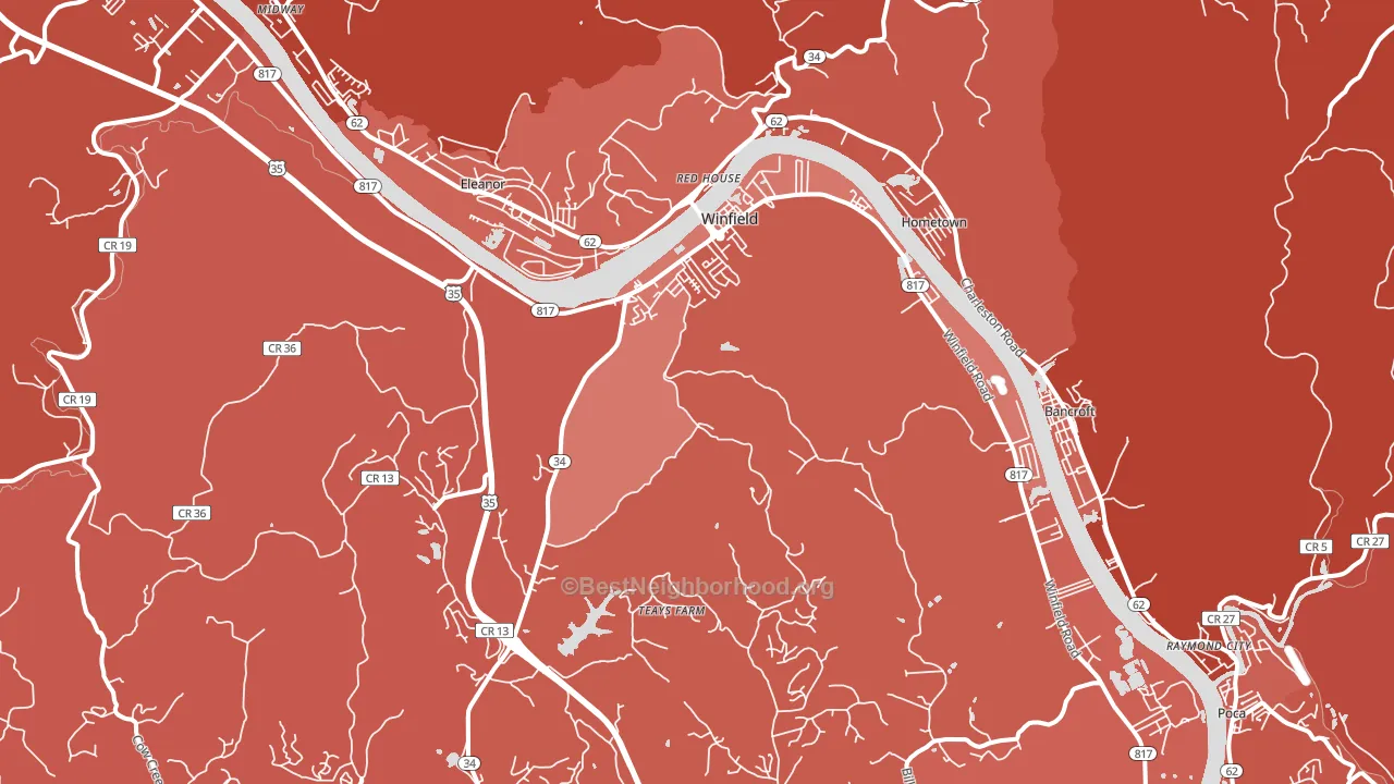 Winfield, WV block-group political-lean map