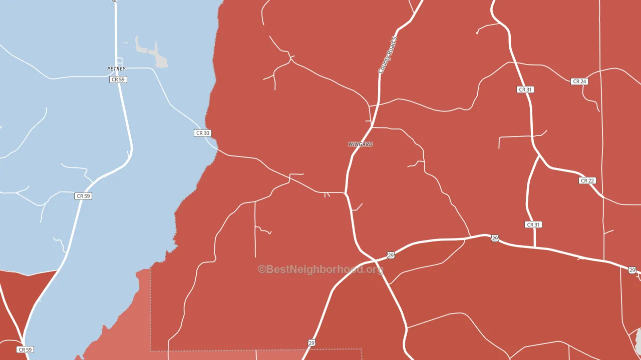 Wingard, AL block-group political-lean map