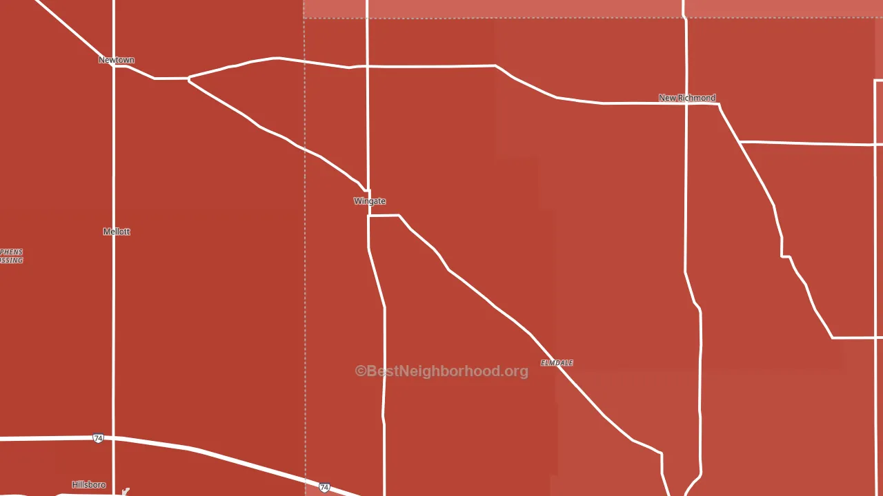 Wingate, IN block-group political-lean map
