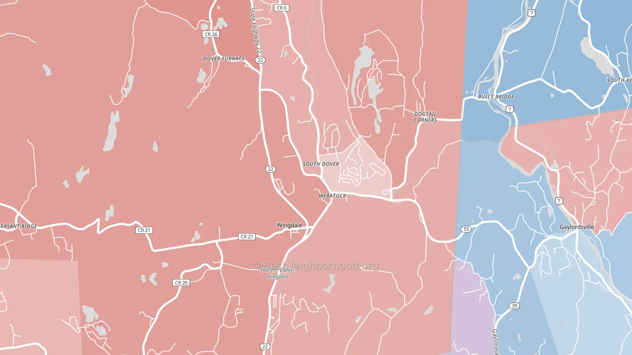 Wingdale, NY block-group political-lean map