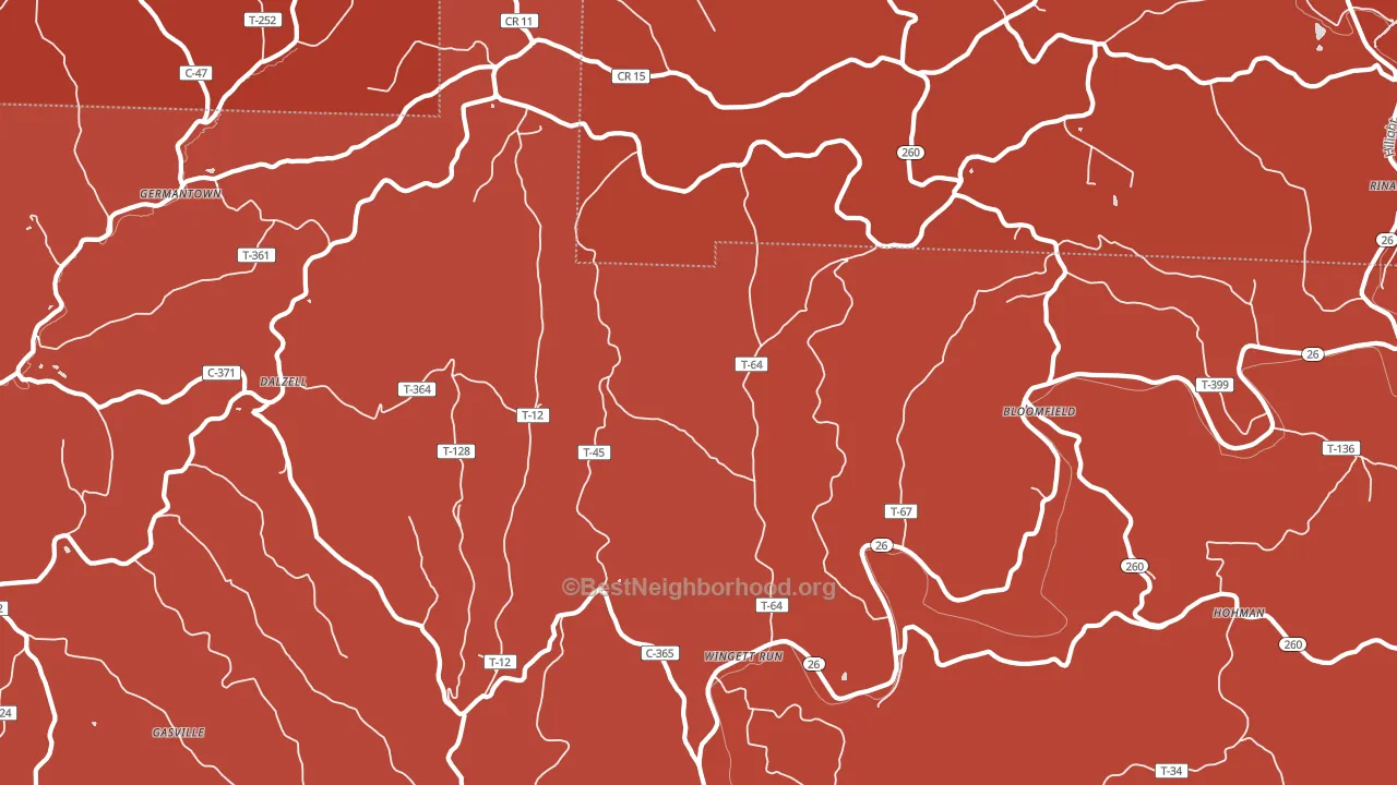 Wingett Run, OH block-group political-lean map
