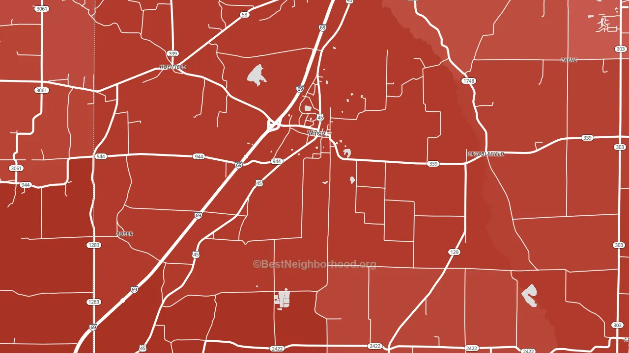 Wingo, KY block-group political-lean map