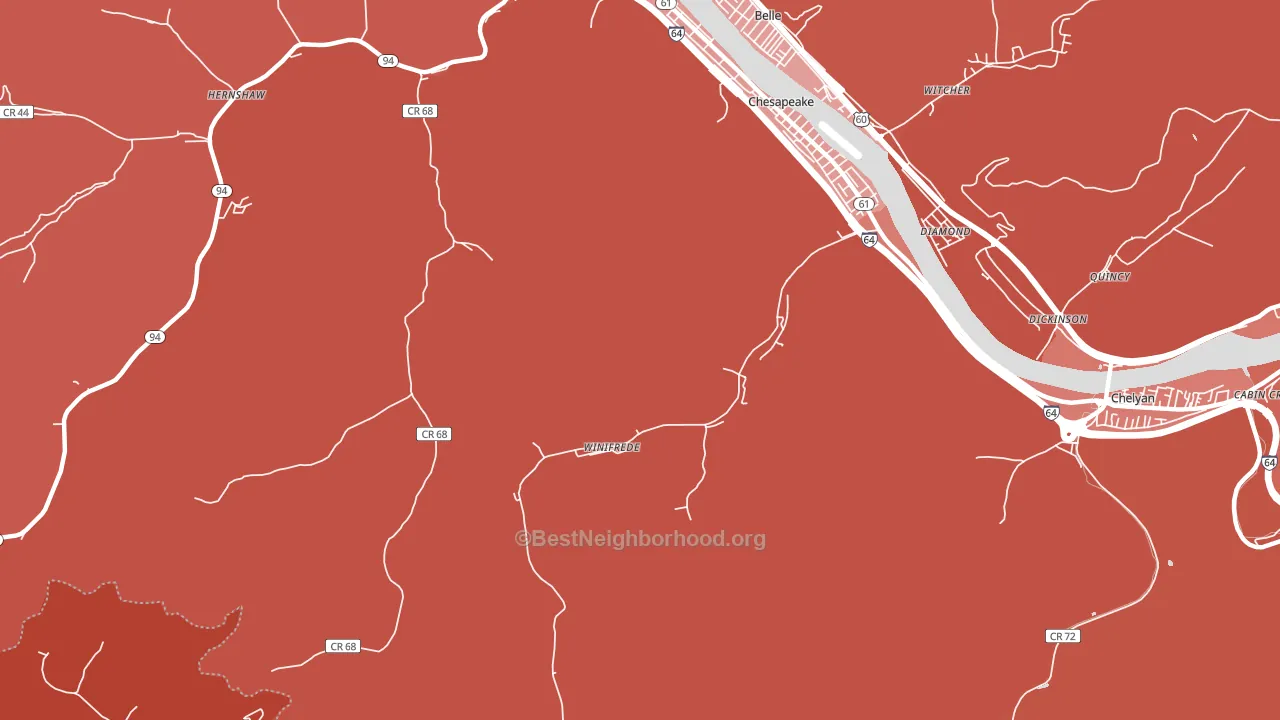 Winifrede, WV block-group political-lean map