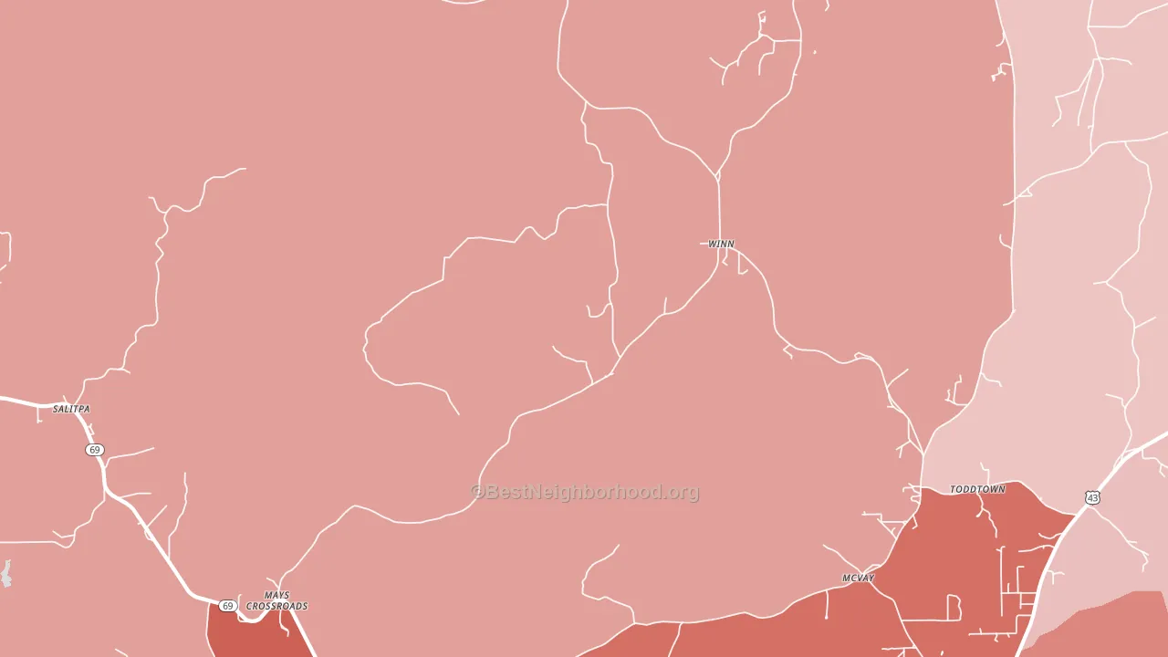 Winn, AL block-group political-lean map