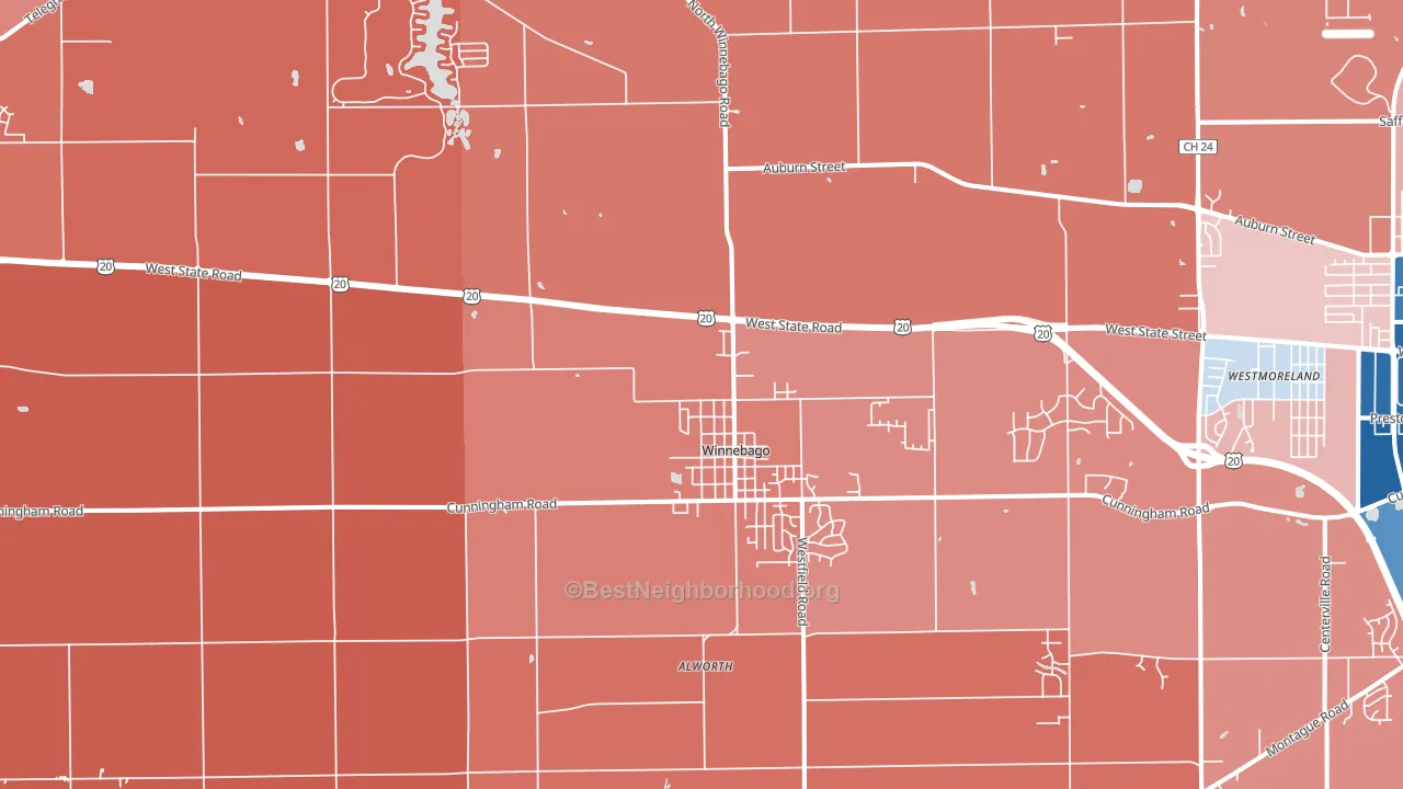 Winnebago, IL block-group political-lean map