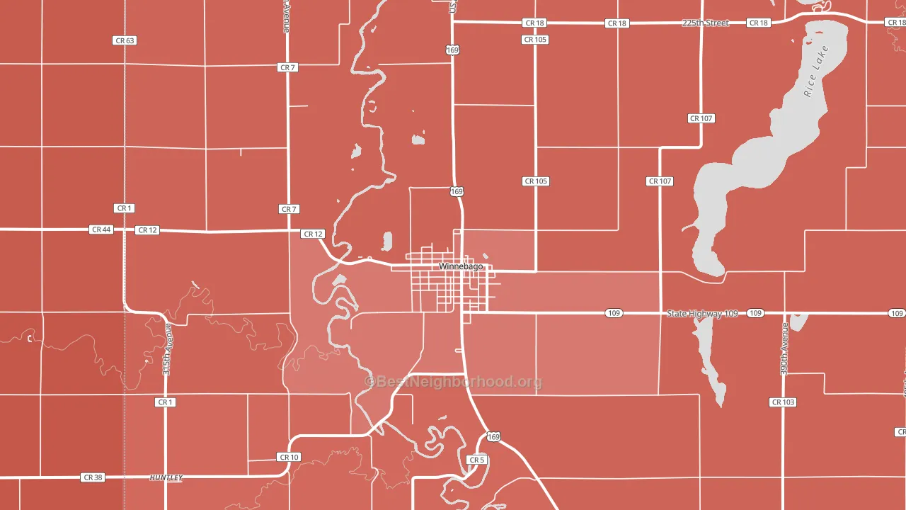 Winnebago, MN block-group political-lean map