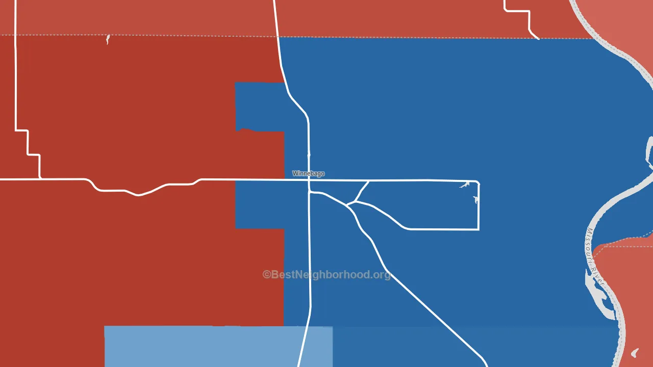 Winnebago, NE block-group political-lean map