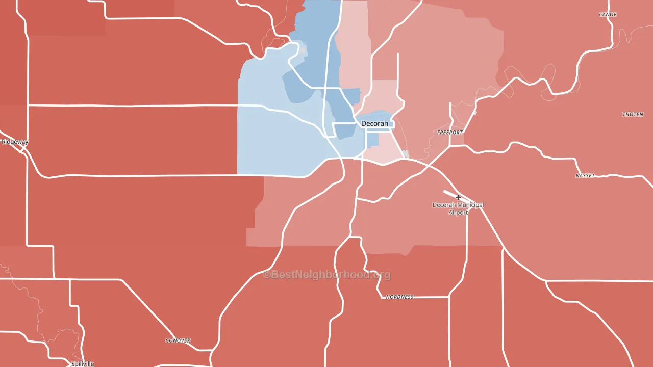 Winneshiek County, IA block-group political-lean map