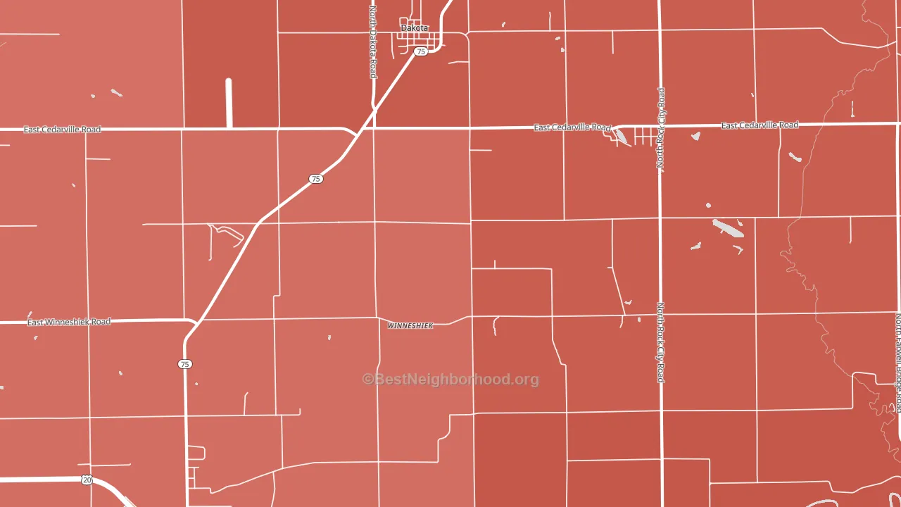 Winneshiek, IL block-group political-lean map
