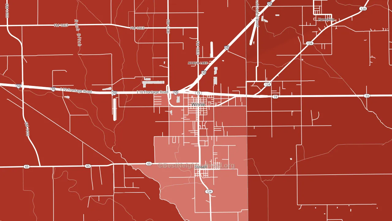 Winnie, TX block-group political-lean map