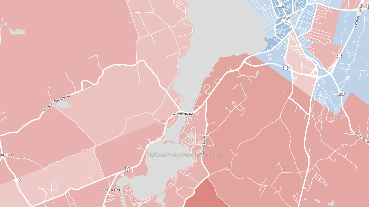 Winnisquam, NH block-group political-lean map
