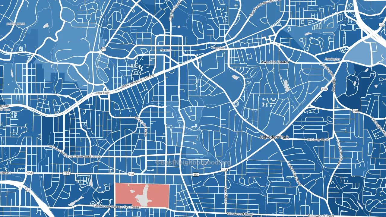 Winnona Park, Decatur, GA block-group political-lean map