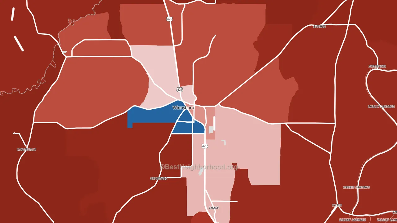 Winnsboro, LA block-group political-lean map