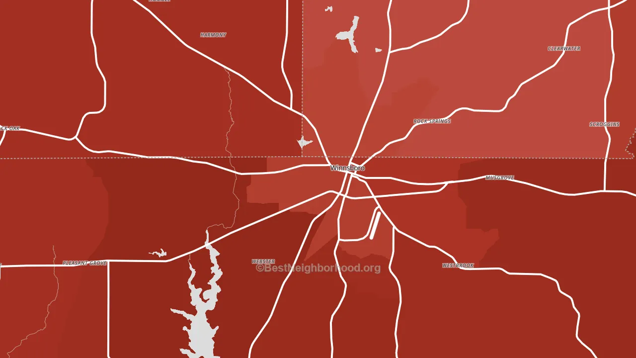 Winnsboro, TX block-group political-lean map