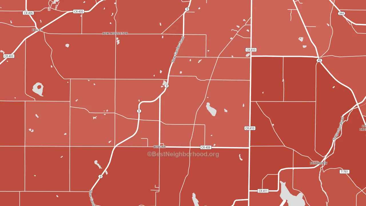 Winona, OH block-group political-lean map