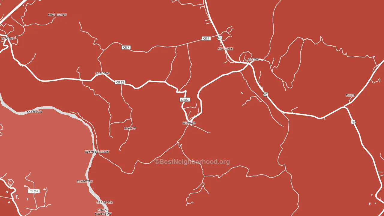 Winona, WV block-group political-lean map