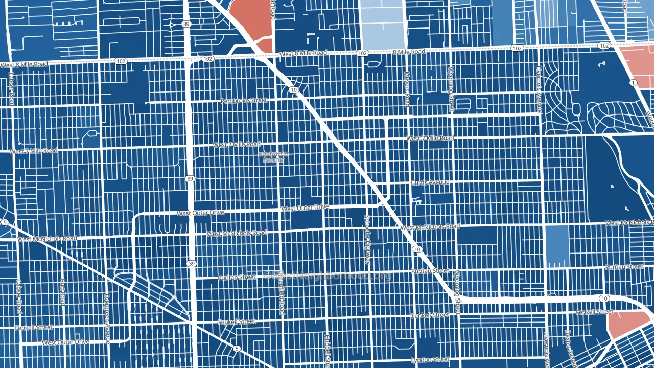 Winship, Detroit, MI block-group political-lean map
