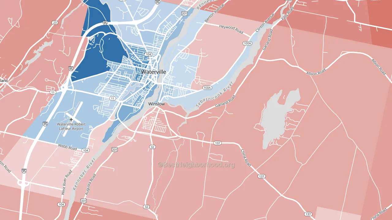 Winslow, ME block-group political-lean map