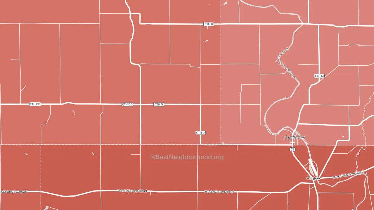 Winslow, WI block-group political-lean map