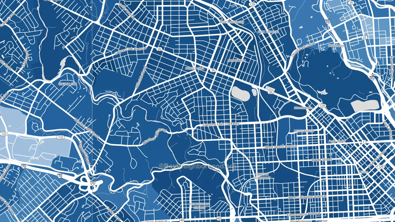 Winsor Hills, Baltimore, MD block-group political-lean map