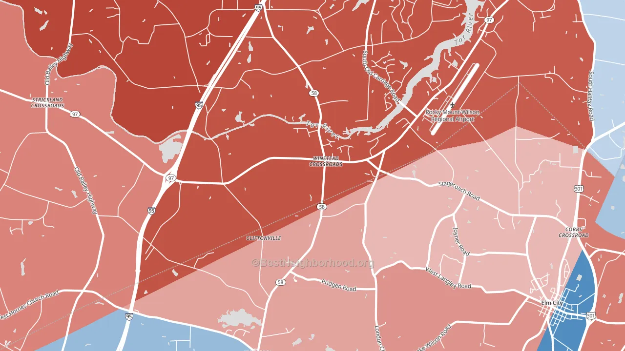 Winstead Crossroads, NC block-group political-lean map