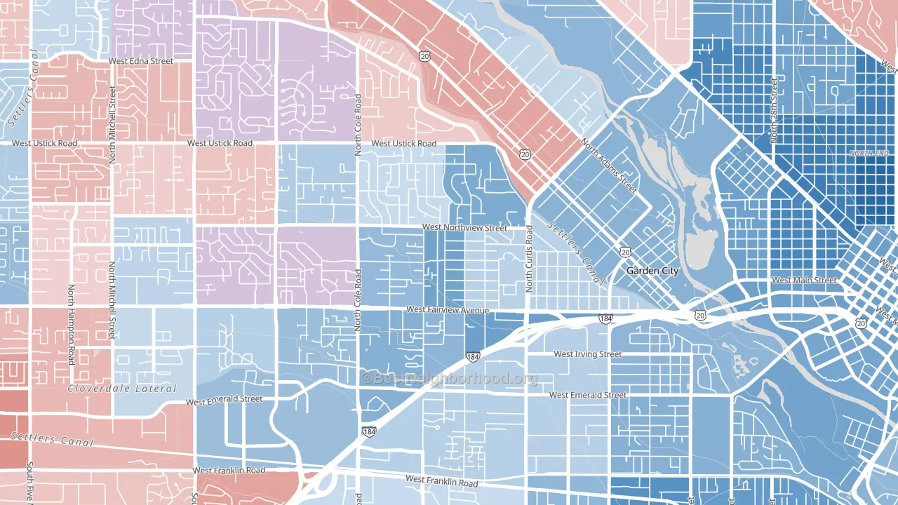 Winstead Park, Boise, ID block-group political-lean map