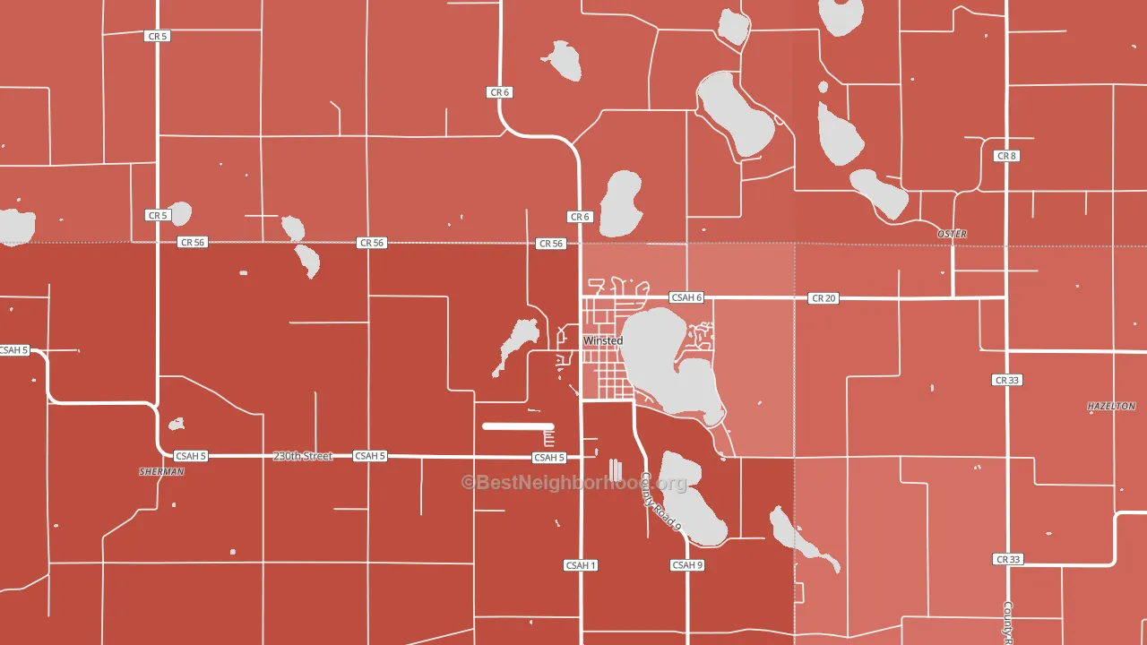Winsted, MN block-group political-lean map