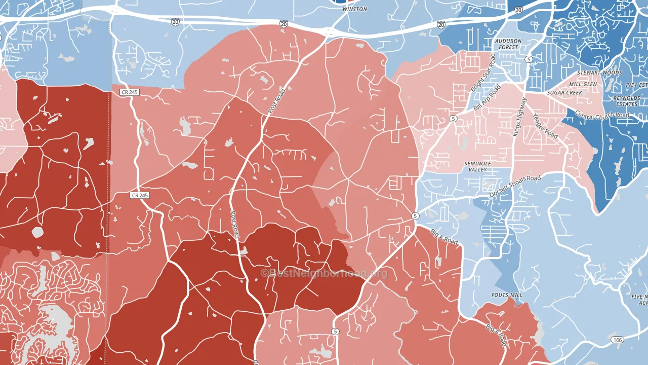 Winston, GA block-group political-lean map