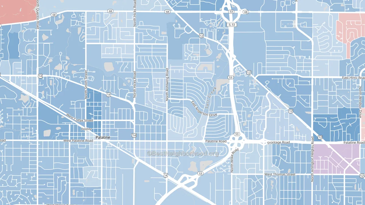 Winston Park, Palatine, IL block-group political-lean map