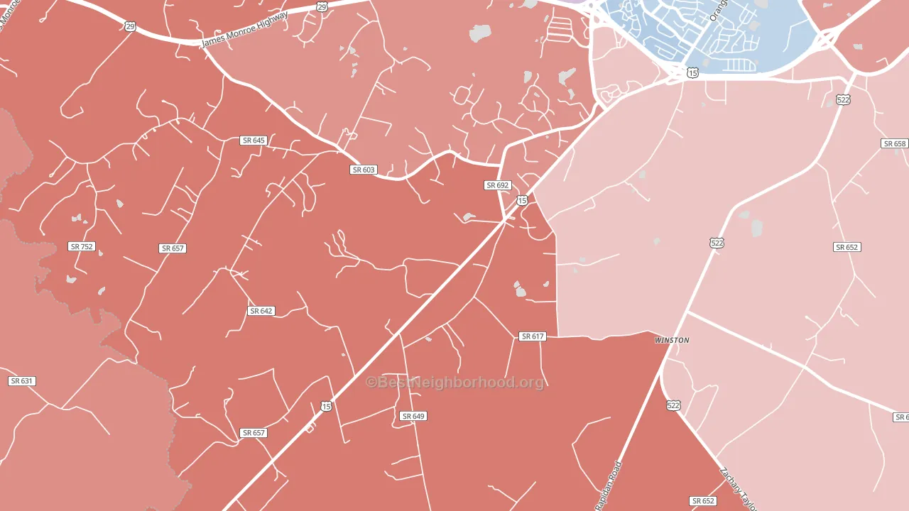 Winston, VA block-group political-lean map