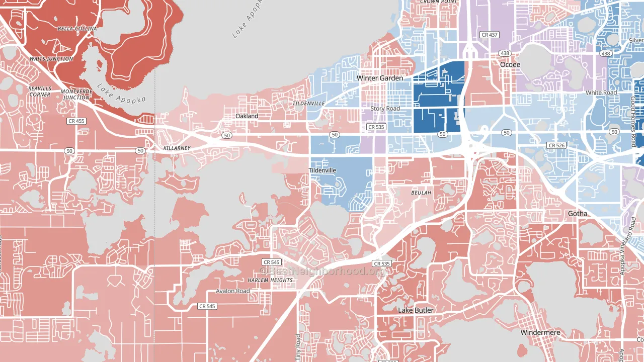 Winter Garden, FL block-group political-lean map