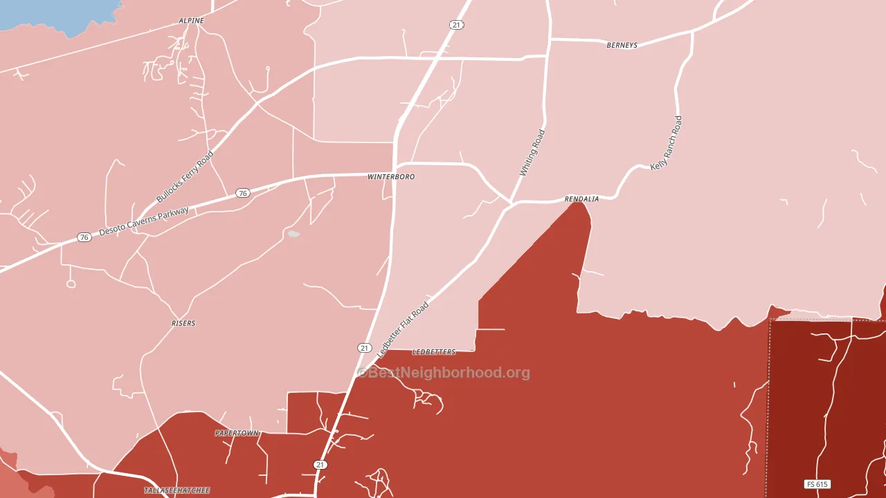Winterboro, AL block-group political-lean map